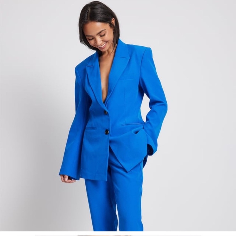 NA-KD Blue Longline Oversized Blazer Jacket‎ EU 36 US 4 Workwear Power Suit